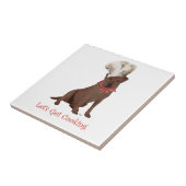Chocolade Labrador Retriever Koken Tegeltje (Zijkant)