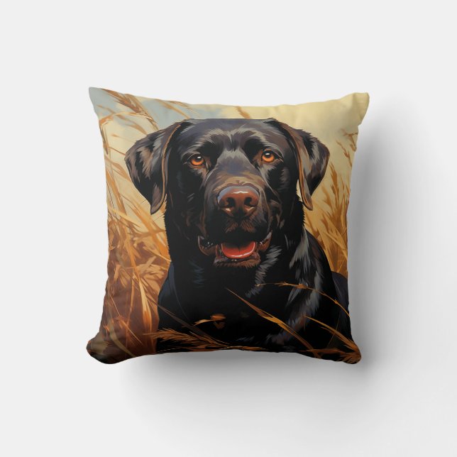Chocolade Labrador Retriever Kussen (Voorkant)