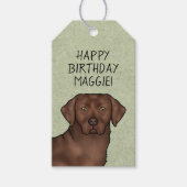 Chocolade Labrador Retriever Lab Happy Birthday Cadeaulabel (Voorkant)