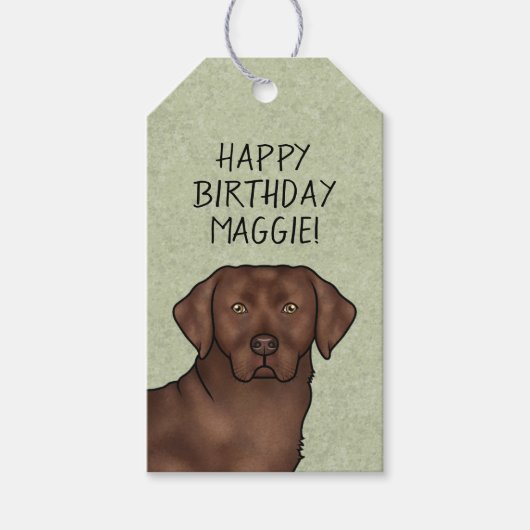 Chocolade Labrador Retriever Lab Happy Birthday Cadeaulabel (Voorkant)