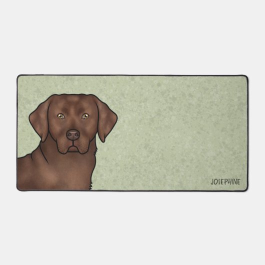 Chocolade Labrador Retriever Lab Hond met naam Bureaumat (Voorkant)