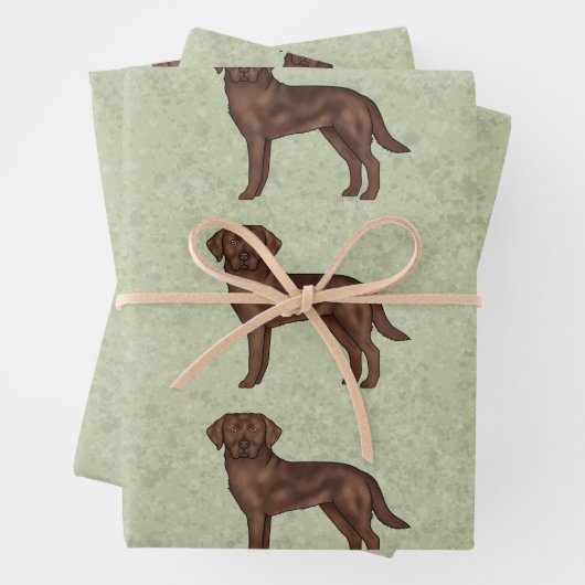 Chocolade Labrador Retriever Lab Hondenpatroon Gro Inpakpapier Vel (In situ)