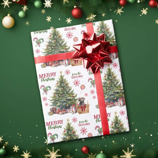 Chocolade Labrador Retriever Onder de Boom Cadeaupapier