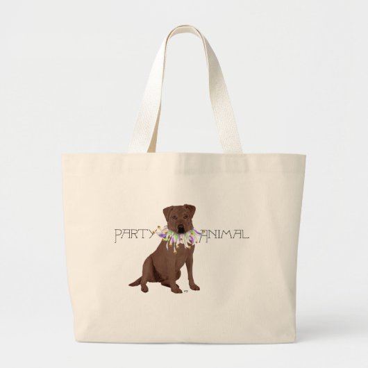Chocolade Labrador Retriever Party Grote Tote Bag (Voorkant)