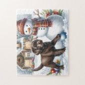 Chocolade Labrador Retriever Puppy Dog Kerstmis Legpuzzel (Verticaal)