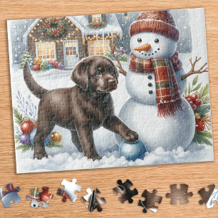 Chocolade Labrador Retriever Puppy Dog Kerstmis Legpuzzel