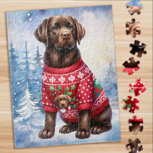 Chocolade Labrador Retriever Puppy Dog Kerstmis Legpuzzel