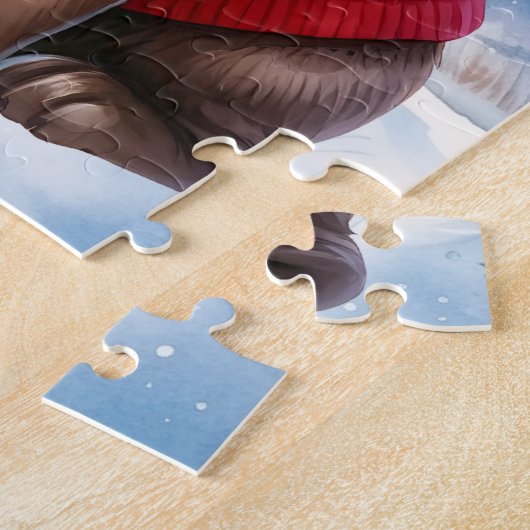 Chocolade Labrador Retriever Puppy Dog Kerstmis Legpuzzel (Zijkant)