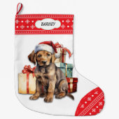Chocolade Labrador Retriever Puppy Gifts Grote Kerstsok (Voorkant)