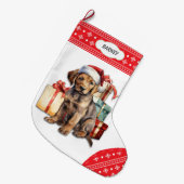 Chocolade Labrador Retriever Puppy Gifts Grote Kerstsok (Voorkant (Hangend))