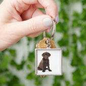 Chocolade Labrador Retriever Puppy Sleutelhanger (Hand)