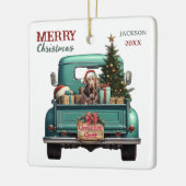 Chocolade Labrador Retriever Retro Truck Kerstmis Keramisch Ornament (Links)