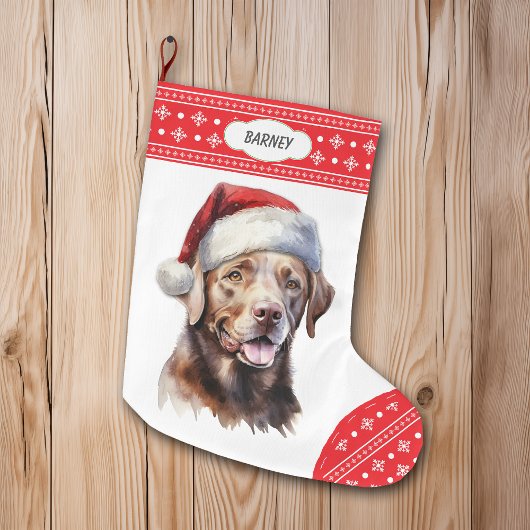 Chocolade Labrador Retriever Santa Hat Sneeuwvlok Grote Kerstsok