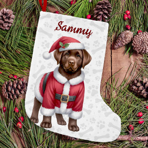 Chocolade Labrador Retriever Santa Puppy Dog Kleine Kerstsok