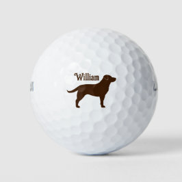 Chocolade Labrador Retriever Silhouet met Naam Golfballen