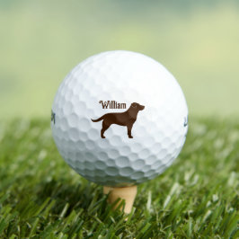 Chocolade Labrador Retriever Silhouet met Naam Golfballen