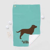 Chocolade Labrador Retriever Silhouet met Naam Golfhanddoek (Insitu)