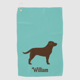 Chocolade Labrador Retriever Silhouet met Naam Golfhanddoek
