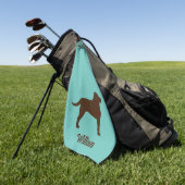 Chocolade Labrador Retriever Silhouet met Naam Golfhanddoek (Groen)