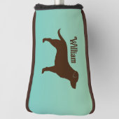 Chocolade Labrador Retriever Silhouet met Naam Golfheadcover (Draai 90)