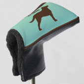 Chocolade Labrador Retriever Silhouet met Naam Golfheadcover (3/4 voorkant)