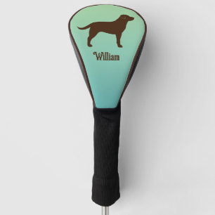 Chocolade Labrador Retriever Silhouet met Naam Golfheadcover