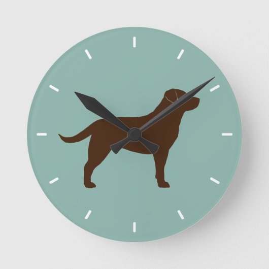 Chocolade Labrador Retriever Silhouet Ronde Klok (Voorkant)