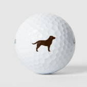 Chocolade Labrador Retriever Silhouette Golfballen (Voorkant)