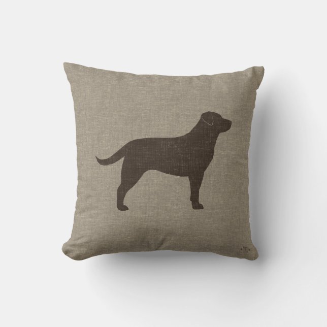 Chocolade Labrador Retriever Silhouette Hondenras Kussen (Voorkant)