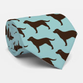 Chocolade labrador retriever silhouetten patroon stropdas (Opgerold)