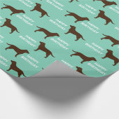 Chocolade Labrador Retriever Silhouettes Patroon Cadeaupapier (Hoek)
