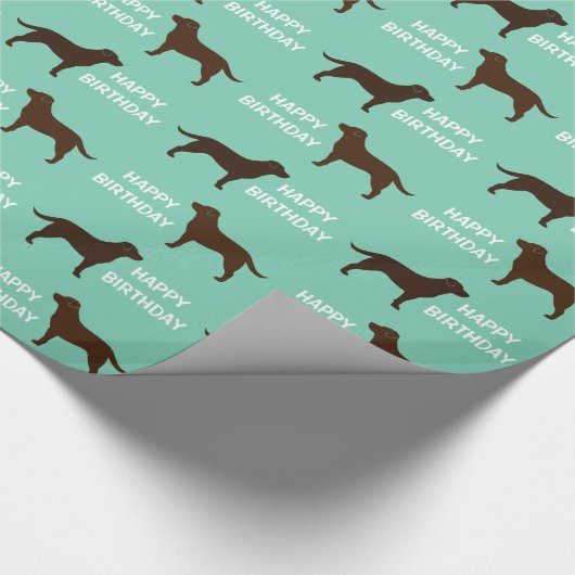 Chocolade Labrador Retriever Silhouettes Patroon Cadeaupapier (Hoek)