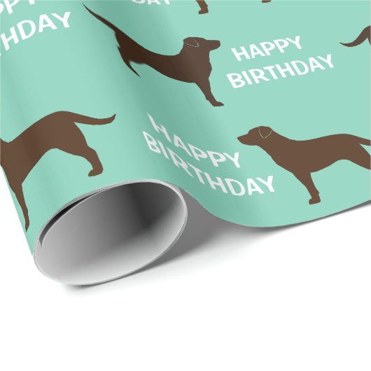 Chocolade Labrador Retriever Silhouettes Patroon Cadeaupapier (Rol Hoek)