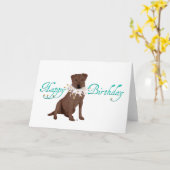 Chocolade Labrador Retriever Verjaardag Kaart (Gele Bloem)