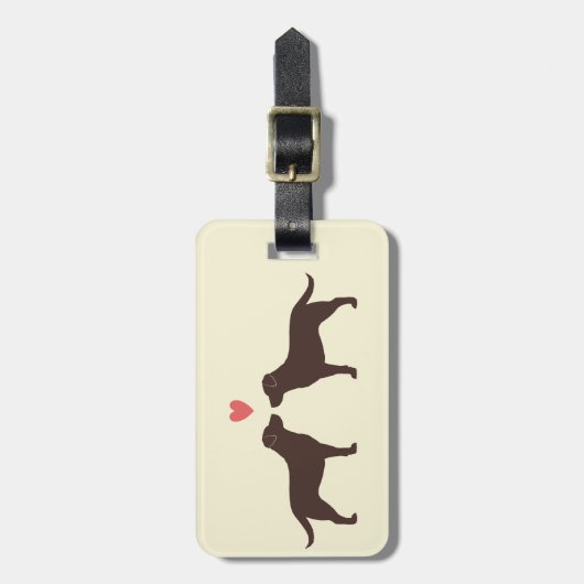 Chocolade Labrador Retrievers met Hart Bagagelabel (Voorkant verticaal)