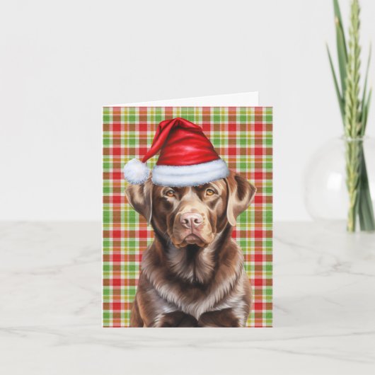 Chocolade Labrador rood en groen geplakt Kerstmis Feestdagen Kaart (Voorkant)