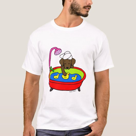 Chocolade Labrador & Rubber Ducks Cartoon T-shirt (Voorkant)