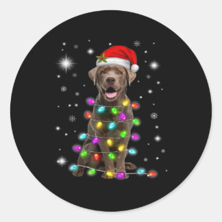 Chocolade Labrador Santa Hat-kerstfeestdag lichte Ronde Sticker