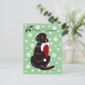 Chocolade Labrador & Santa Hat Sneeuwvlok Feestdagenkaart (Staand voorkant)