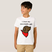 Chocolade Labrador & Scarf-Cartoon T-shirt (Voorkant volledig)