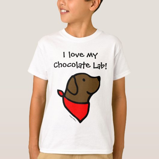 Chocolade Labrador & Scarf-Cartoon T-shirt (Voorkant)