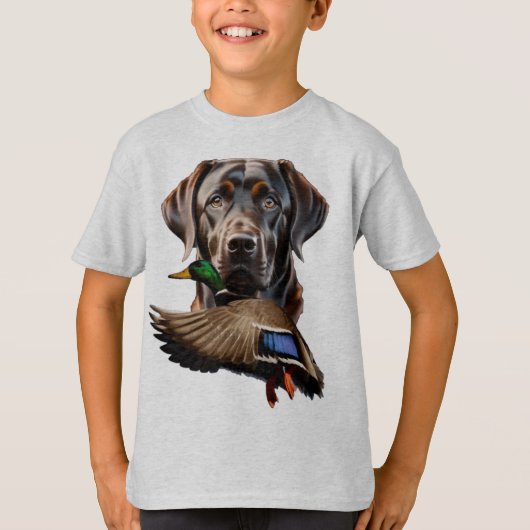 Chocolade Labrador Shirt voor kinderen, Mallard Sh (Voorkant)