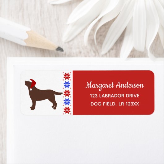 Chocolade Labrador Silhouet Kerstmis Rood Etiket (Insitu)