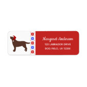 Chocolade Labrador Silhouet Kerstmis Rood Etiket (Voorkant)