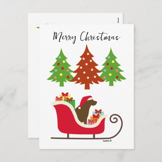 Chocolade Labrador Silhouette kerstkledij Feestdagenkaart (Voorkant / Achterkant)