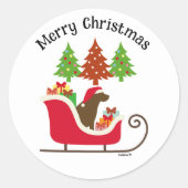 Chocolade Labrador Silhouette kerstkledij Ronde Sticker (Voorkant)