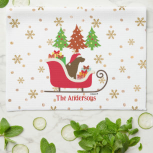 Chocolade Labrador Silhouette kerstkledij Theedoek