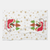 Chocolade Labrador Silhouette kerstkledij Theedoek (Horizontaal)