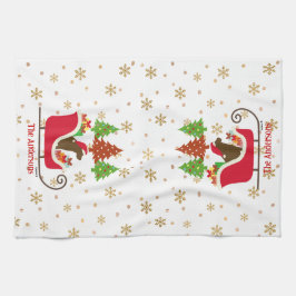 Chocolade Labrador Silhouette kerstkledij Theedoek