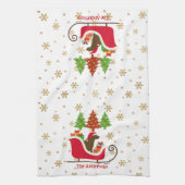 Chocolade Labrador Silhouette kerstkledij Theedoek (Verticaal)